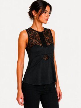 Robert Rodriguez Black Lace Cutout Sleeveless Top – Size 10